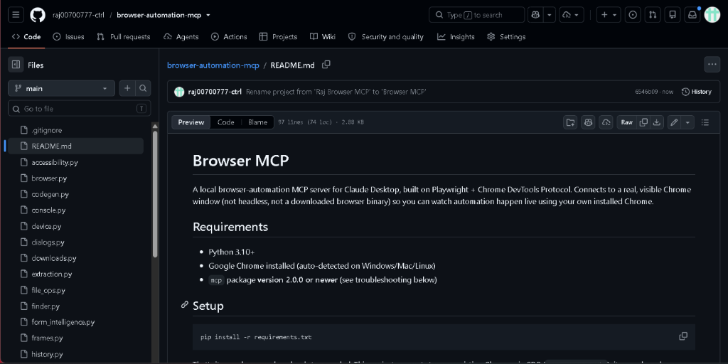 Browser Automation MCP Server GitHub Repository